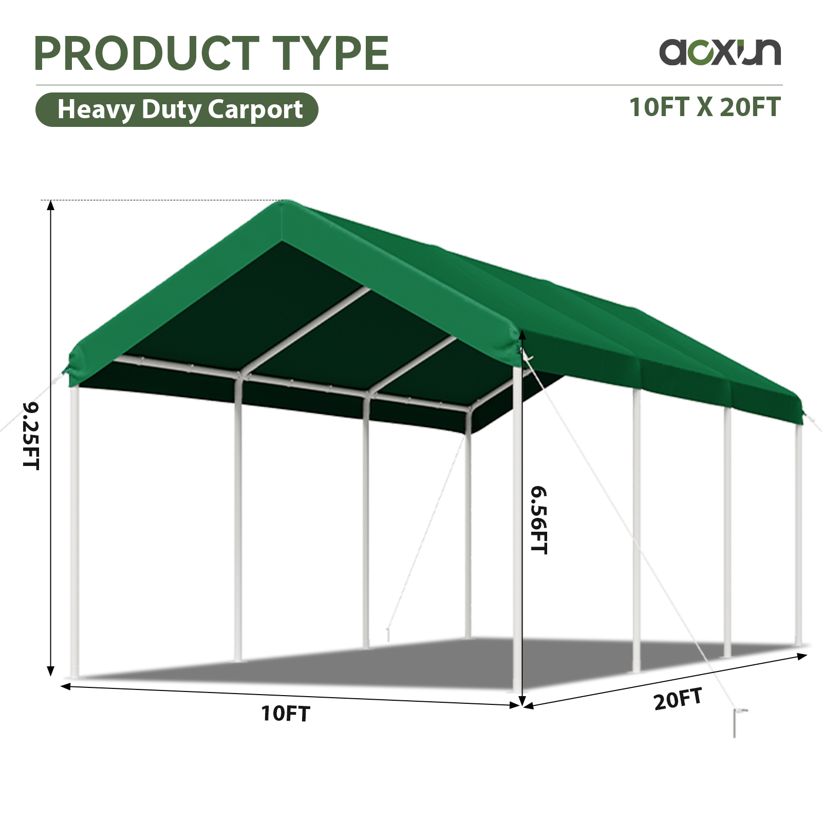 AOXUN 10*20FT Steel Frame Party Tent Canopy Shelter Portable Car Carport Garage Cover