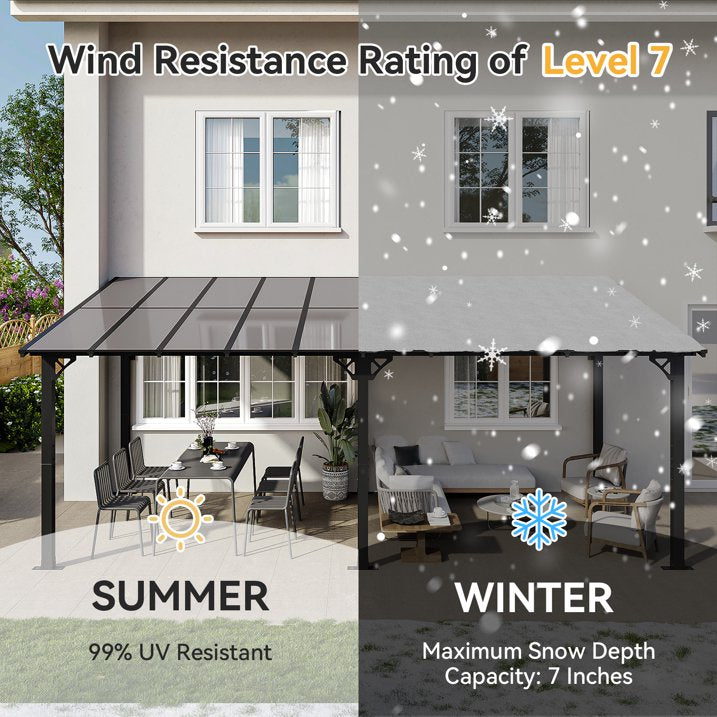 AOXUN 10' x 20' Hardtop Gazebo Outdoor Aluminum Pergola For Garden, Patio, Backyard-Black