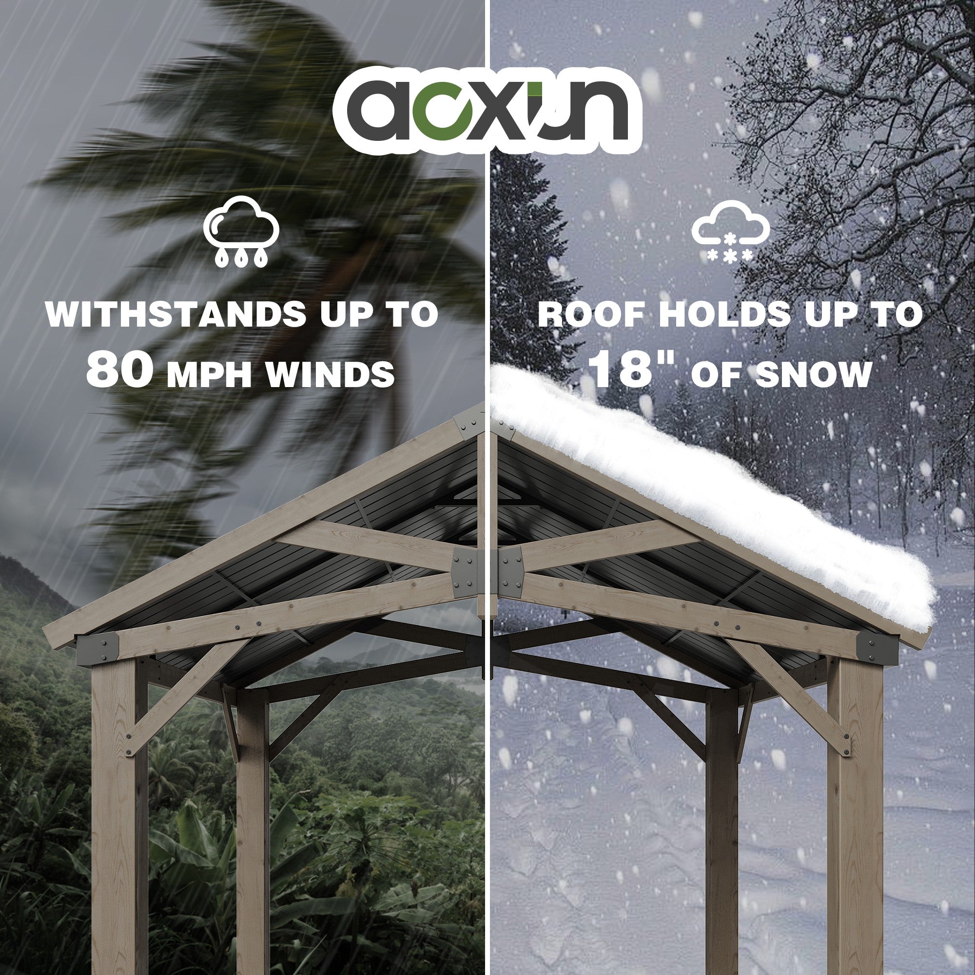 Cedar Wood Pavilion Gazebo with Gable Roof