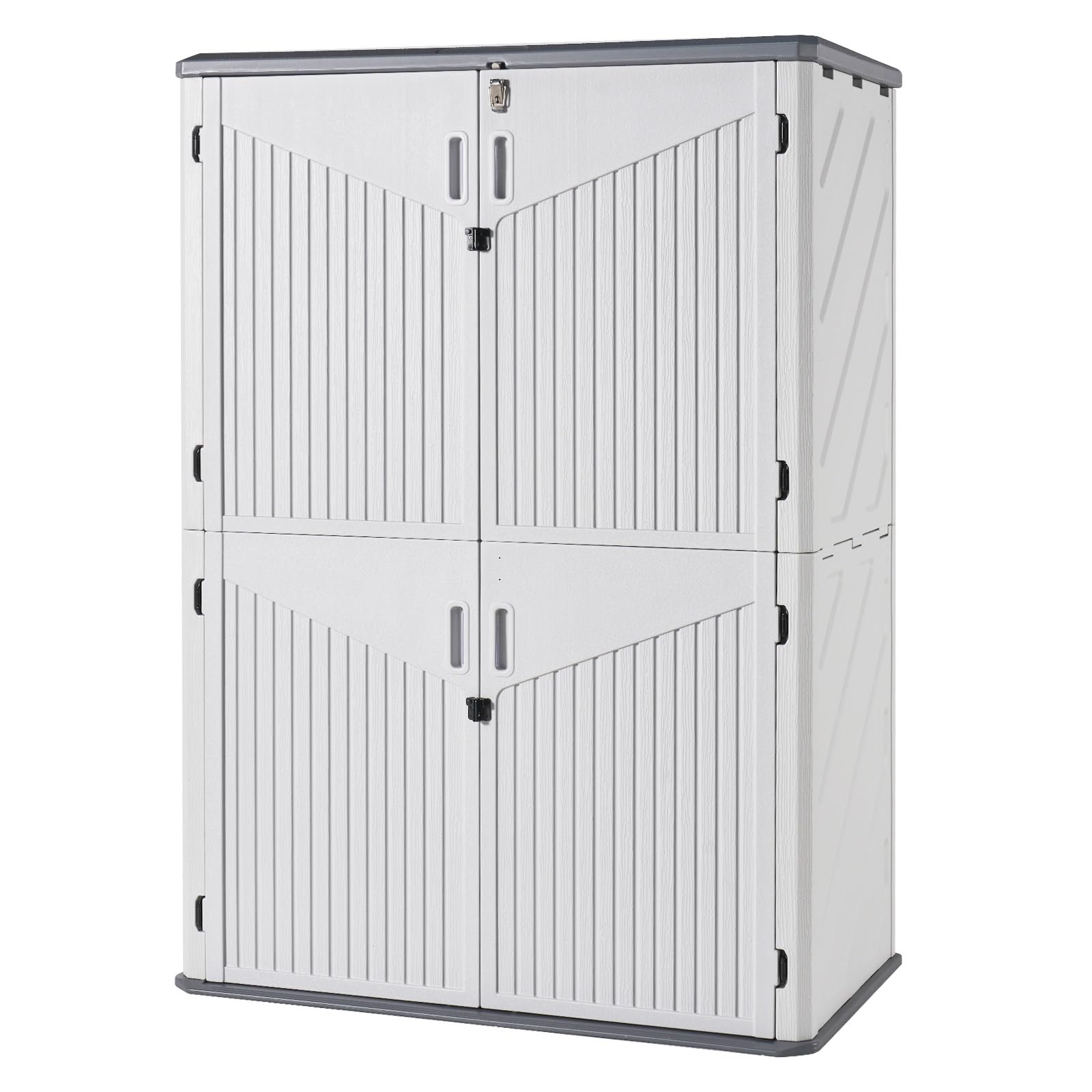 Outdoor Storage Shed, 64 Cu.Ft Vertical Storage Sheds Outdoor with Floor, Outdoor Waterproof Storage Cabinet for Garage Storage, Pool Storage, Bike Shed, Garden Shed, Outdoor Storage(White)
