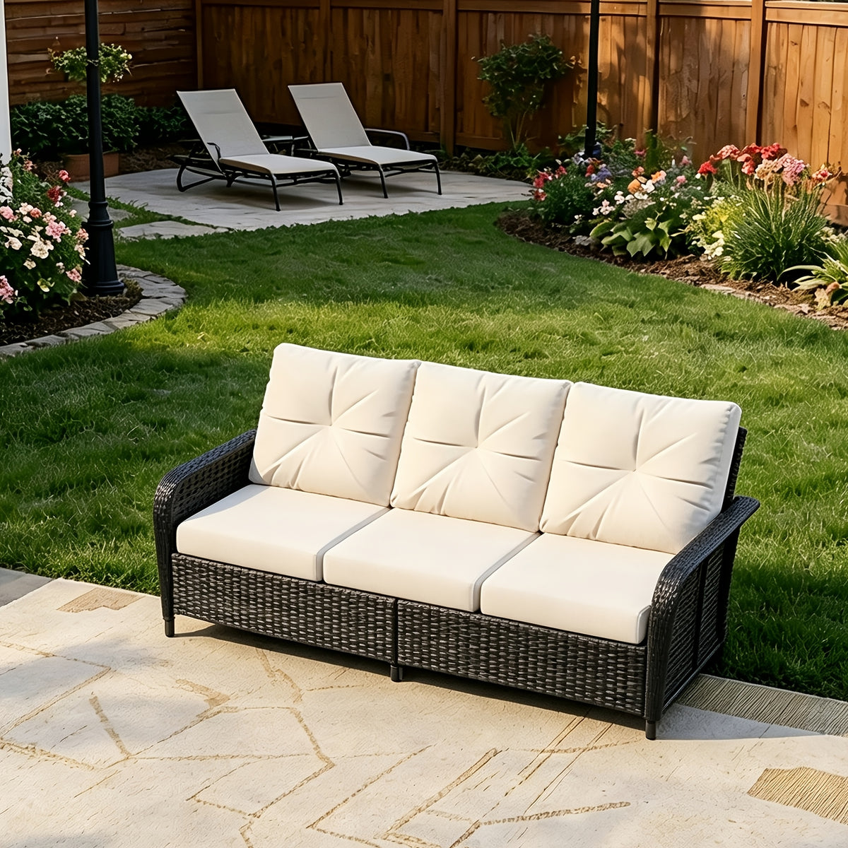 Aoxun Wicker Patio Coffee Table