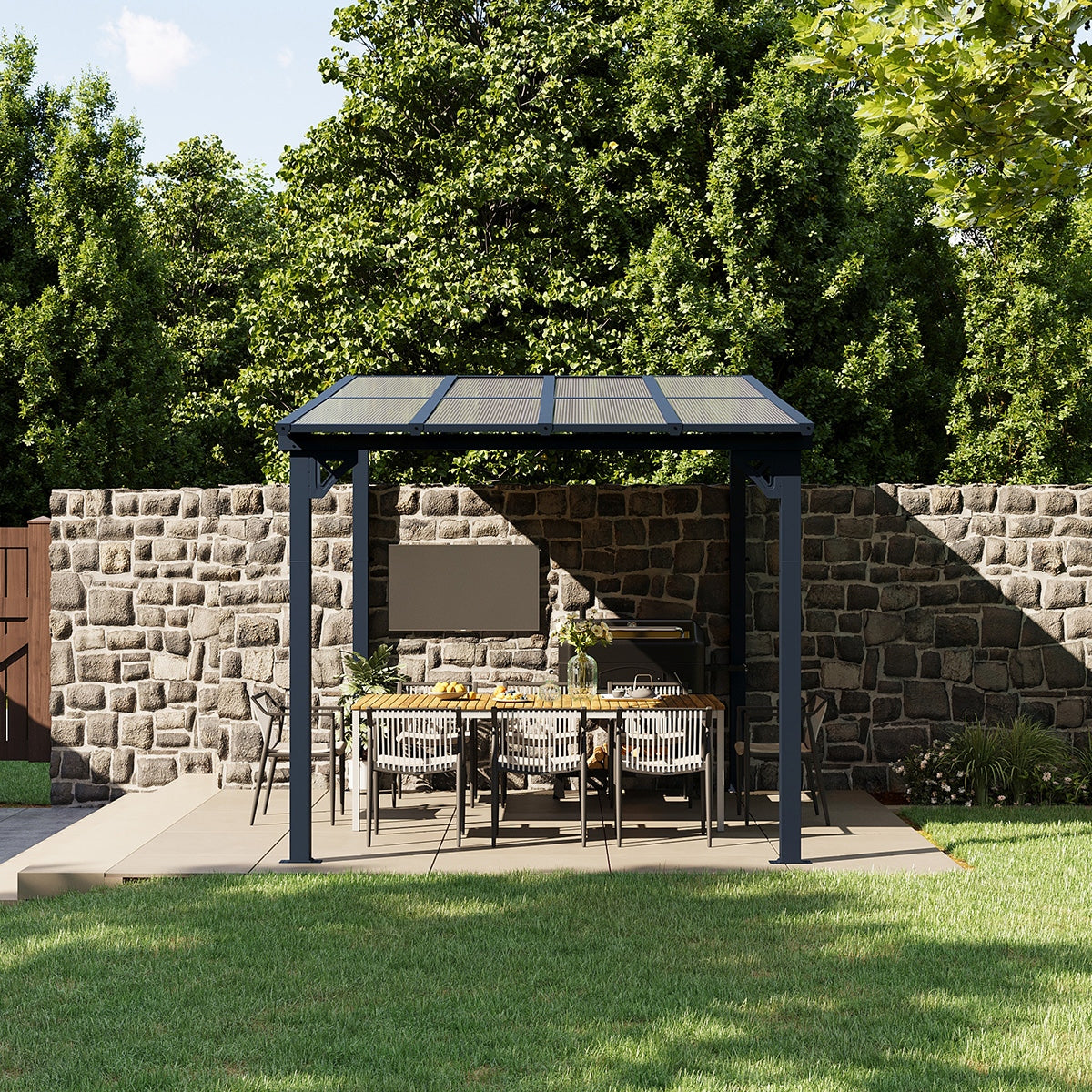 Polycarbonate Wall Mounted Lean To Gazebo