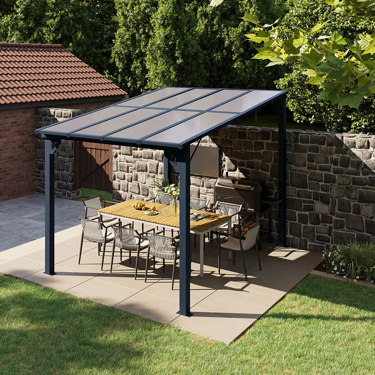 Polycarbonate Wall Mounted Lean To Gazebo