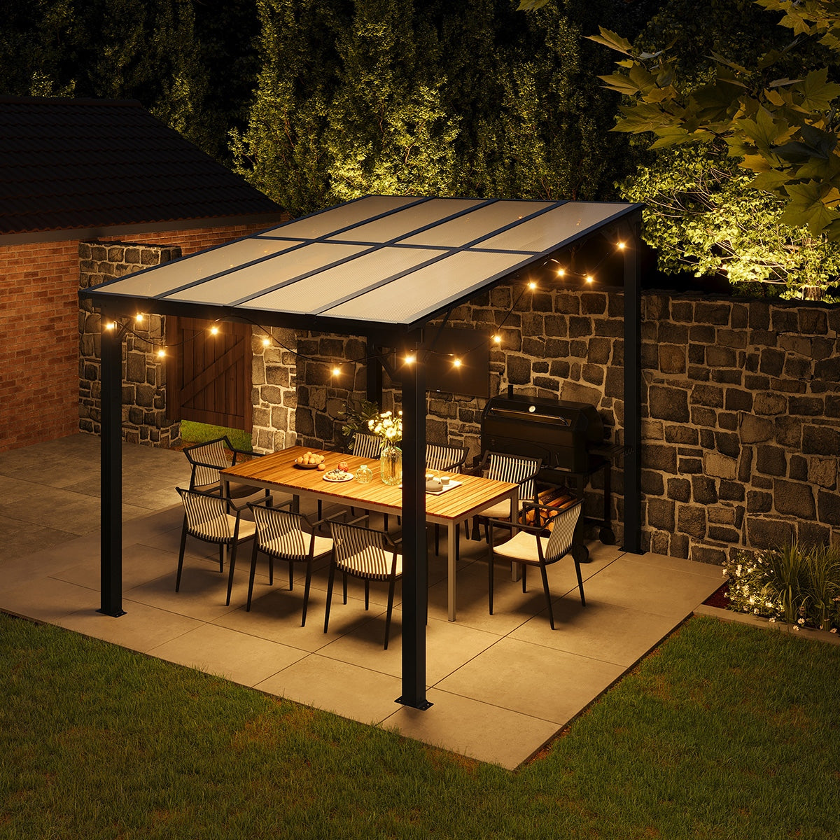 Polycarbonate Wall Mounted Lean To Gazebo