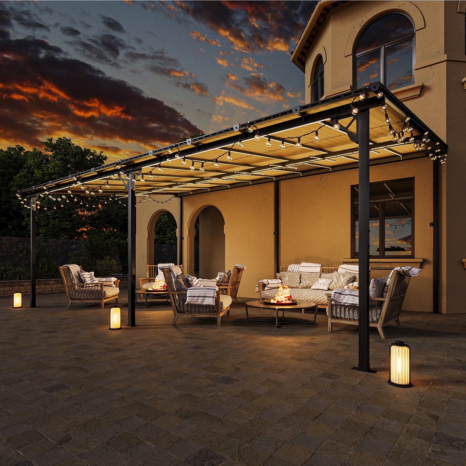 12' x 20' Gazebo for Patio, Large Wall-Mounted Heavy Duty Awnings, Gaz