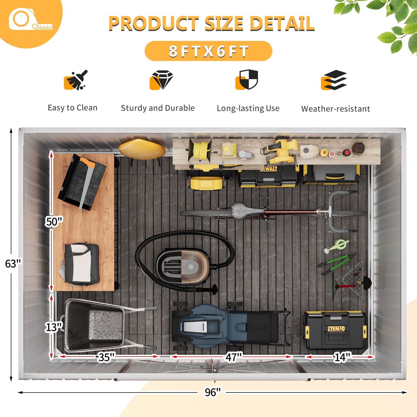 8.5' x 5.6' Outdoor Metal Storage Shed, Steel Garden Shed, Tool Storage Shed for Backyard, Patio, Lawn