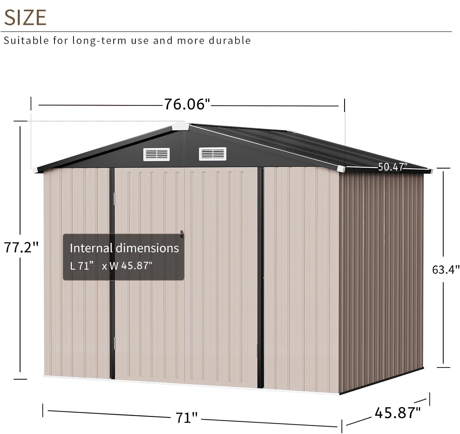 6.3 x 4.2 ft. Outdoor Metal Storage Shed with Lock for Backyard, Garden