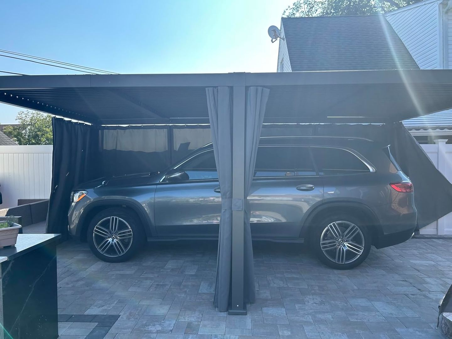 12x20 Aluminum Frame Louvered Pergola as carport